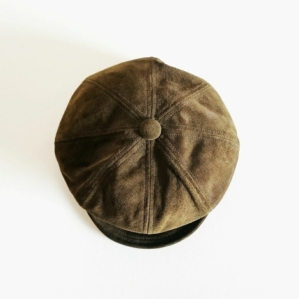 Suede Leather Newsboy Cap